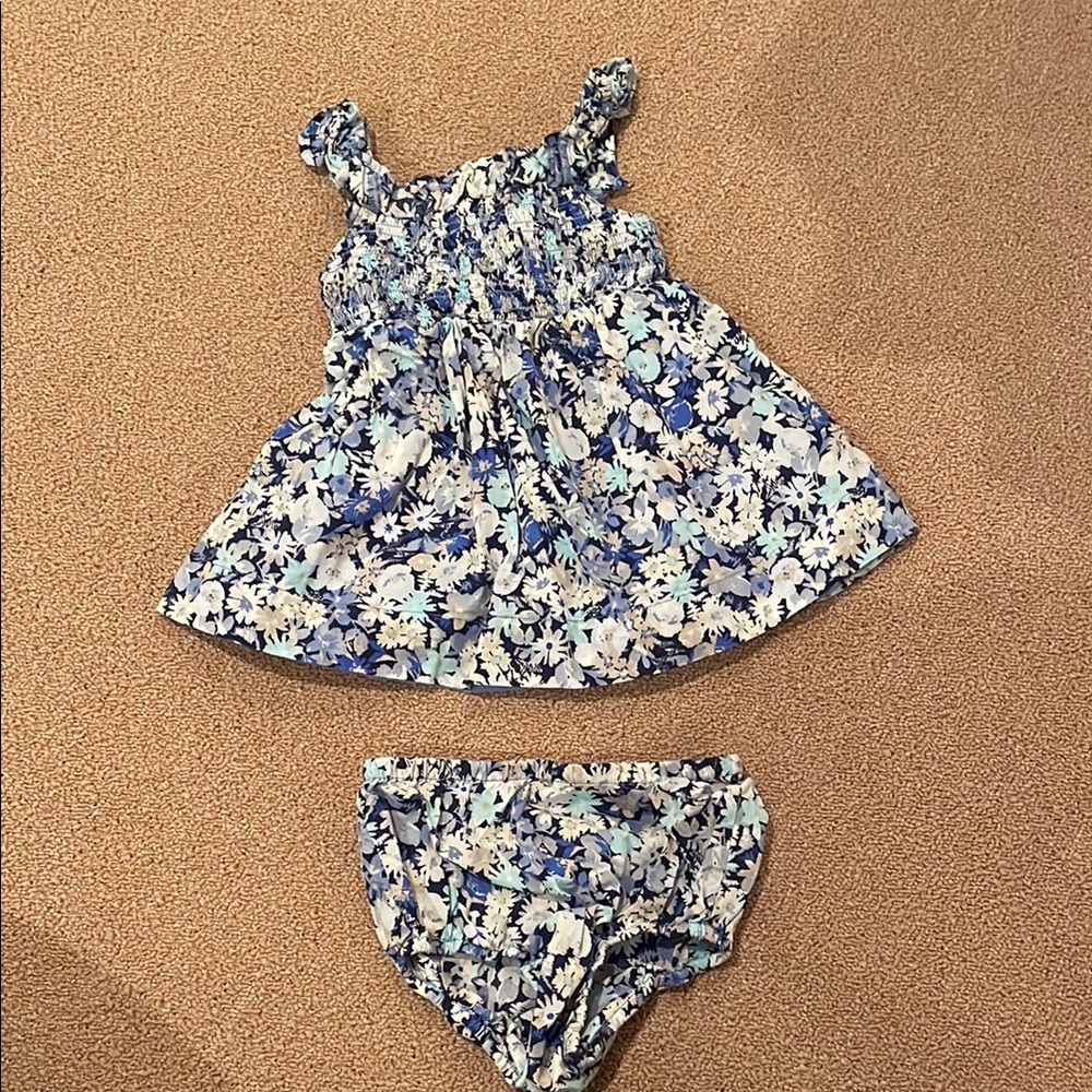 Floral Baby Dress and Bloomers Set